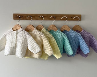 Handmade Knitted Baby Cardigan - 0-6 Months