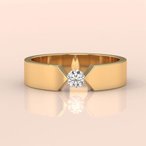 14k Chevron Wedding Band - Handmade Real Gold 1.5MM Contour Stackable V Ring Bridal Engagement Band