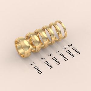 Solid Yellow Gold Domed Wedding Band | 2mm - 8mm Gold Ring | Classic Dome Comfort Fit Wedding Band | Men and Women&#39;s Engraved Ring