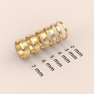 7mm Yellow Gold Bevel Wedding Band • BEVELED EDGE • MATTE • 10k, 14k, 18k Solid Yellow Gold Wedding Band for Men and Women