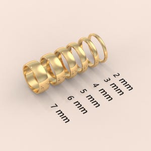 Solid Yellow Gold Domed Wedding Band | 2mm - 8mm Gold Ring | Classic Dome Comfort Fit Wedding Band | Men and Women&#39;s Engraved Ring