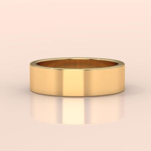 3mm Yellow Gold Wedding Band Flat Polished 10k 14k 18k Solid Gold Ring for Men and Women