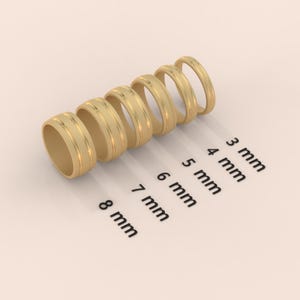 7mm Solid Gold Men&#39;s Wedding Band with Matte Brushed Finish and Double Grooved Middle • 10k, 14k, 18k Real Gold Wedding Ring for Men