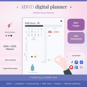 ADHD Digital Planner | Goodnotes iPad Compatible , Android planner for Neurodivergent Minds
