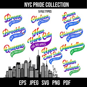 NYC Pride Collection, orgoglio di New York City, LGBTQ, orgoglio, orgoglio arcobaleno, Grande Mela, file digitale, cricut, file scaricabile