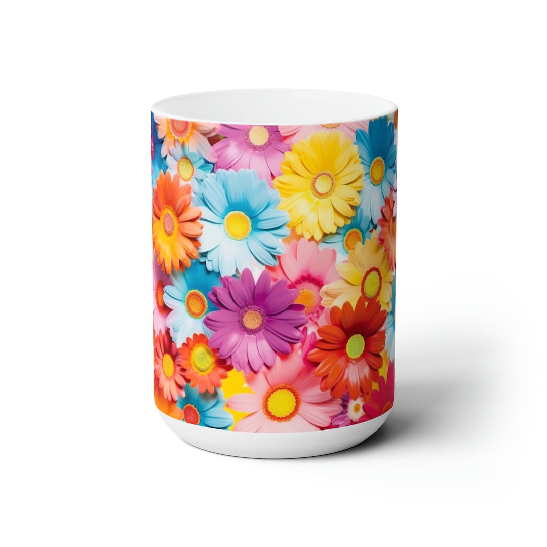 Electric Daisies Collage, Modern and Brightly Colored, Funky Large