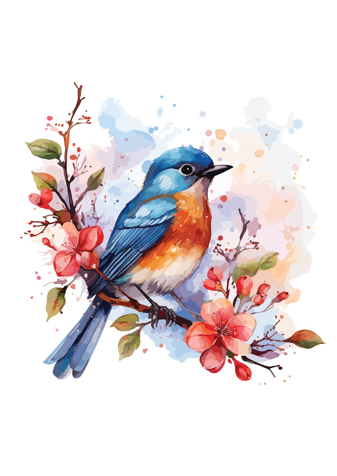 Robin Blue Vector Christmas Robins Watercolor SVG PNG 2 Instant Digital Vector Download ...