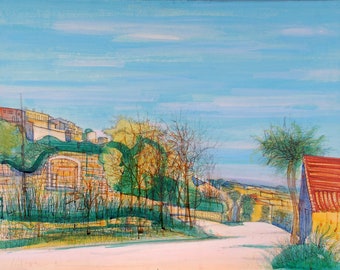 Jean CARZOU Aquarelle Signée Provence 1961