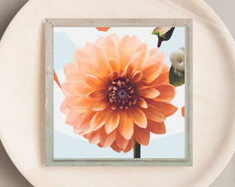 Impresión descargable de flores de Dahlia, impresión de arte de pintura de flores, arte de la pared de flores de Dahlia, decoración del hogar de la naturaleza, impresión de arte de flores de Dahlia, arte de la naturaleza