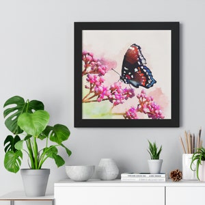 Framed Butterfly Print, Watercolor Butterfly Painting, Hanging Wall Decor, Framed Wall Art, Red-Spotted Purple Butterfly Print, Wall Decor