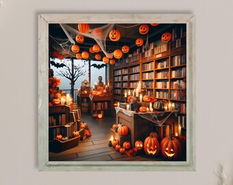Halloween Book Lover Wall Art Spooky Season Librería para otoño Otoño Bibliotecario Regalo Mejor Halloween Arte Otoño Libros Lector Descarga digital
