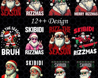 Skibidi Rizzmas Christmas Png, Funny Santa Christmas Design, Santa Bruh ...