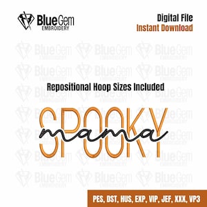 Spooky Mama Embroidery Design: Halloween Pattern (Digital Download)