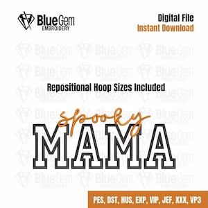 Spooky Mama Applique Embroidery Design: Halloween (Digital File)