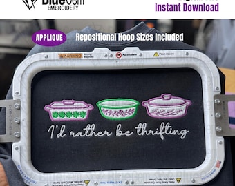 Ich würde eher Thrifting Applikation Stickmuster - Vintage Dish Thrifting, 5 Größen, Instant Download