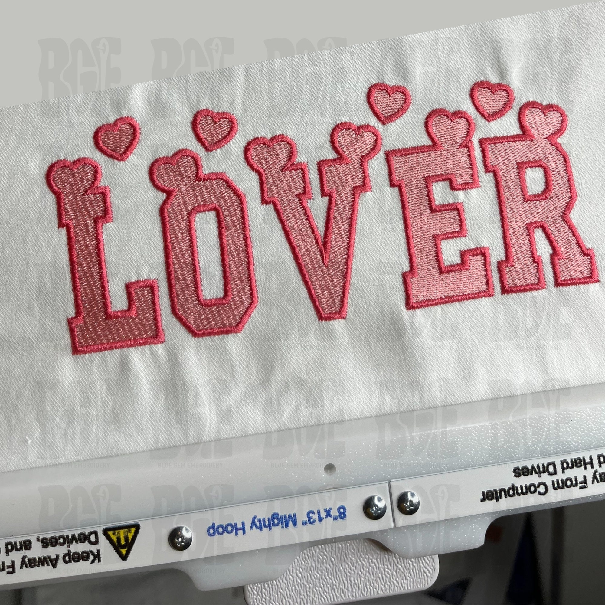 Repositional Embroidery Valentine's Day Lover Embroidery Design: Repositional Hoop Sizes ...