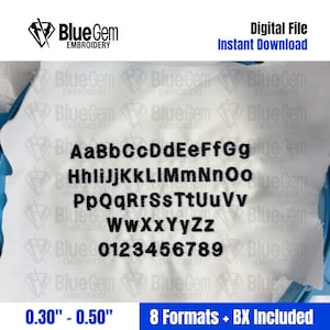 Little Block Embroidery Font - Extra Small Embroidery Font - 2 Sizes - 0.30&quot; and 0.50&quot; - Instant Download - 8 Formats - BX Font Included