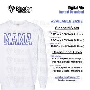 Mama Applique Embroidery Design - Mama Sport Embroidery Design- 5 Sizes - Instant Download - Split Sizes Included