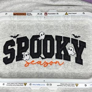 Spooky Season Applique Design with Bats and Ghosts - Halloween Embroidery Design - 5 Sizes - Split Sizes Included