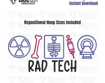 Rad Tech Icons Stickdatei: 7 Größen (Instant Download)