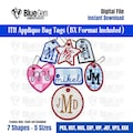 Set of 7 In-The-Hoop Bag Tags Embroidery Design – Applique Luggage Charm (Instant Download)