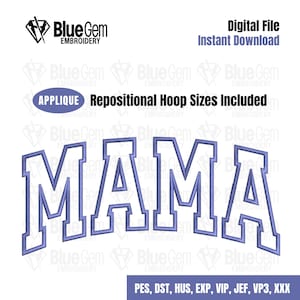 Mama Applique Embroidery Design: Mama Varsity (Instant Download)