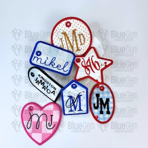 In-The-Hoop Bag Tags Embroidery Design – Applique Luggage Charm (Instant Download)