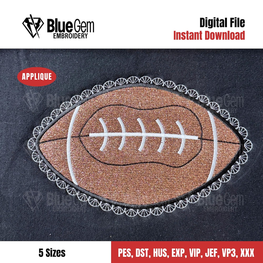 Lace Football Applique Embroidery Design – Satin Stitch, 5 Sizes ...