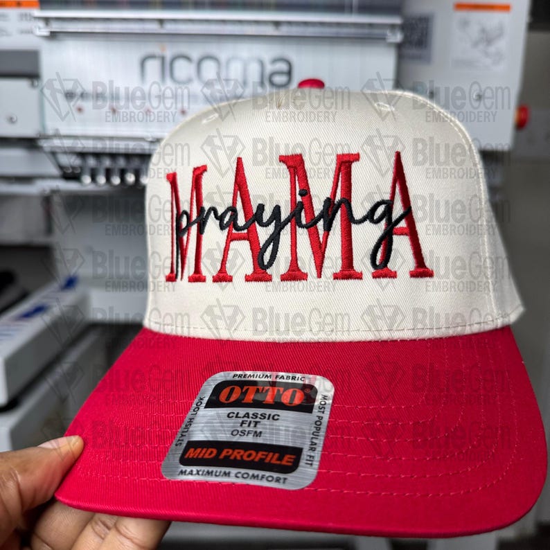 Praying Mama Hat Embroidery Design - Mothers Day Hat Embroidery Design- 1 Size - Flat - Instant Download