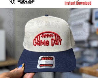 Game Day Football 3D Puff Embroidery Design (Instant Download)