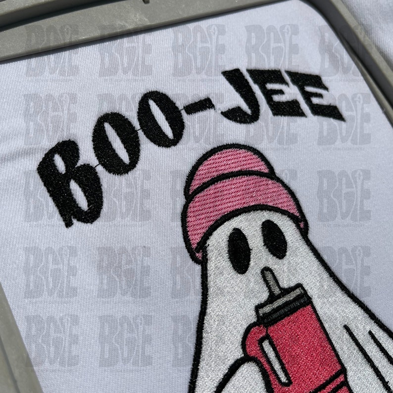 Boojee Ghost with Tumbler Embroidery Design, Ghost with Tumbler Halloween Embroidery Design, Instant Download