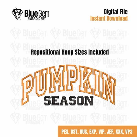 Pumpkin Season Applique Embroidery Design: Halloween Design (Digital Download)