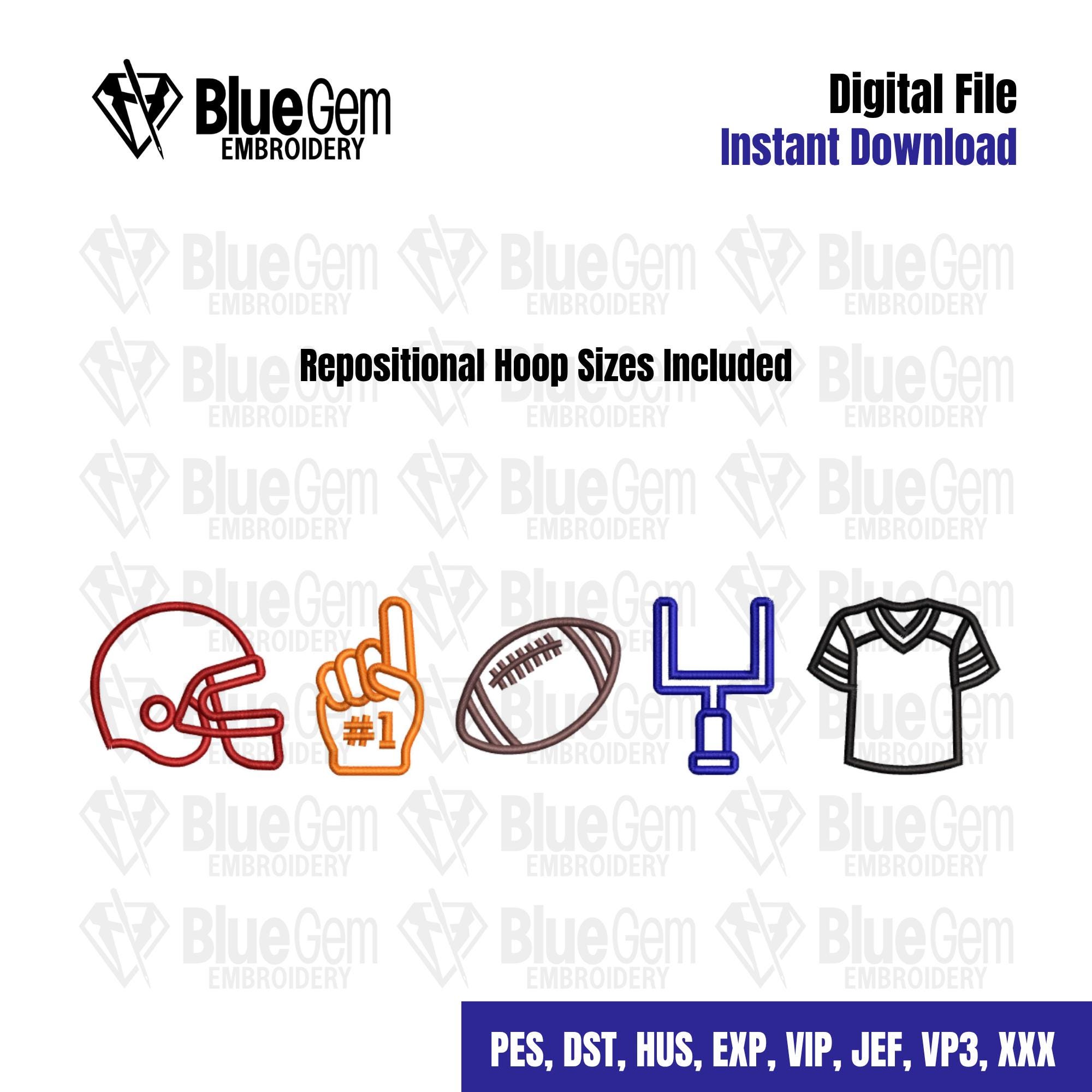 Football Embroidery Design: 5 Sizes, Multiple Formats (Instant Download)