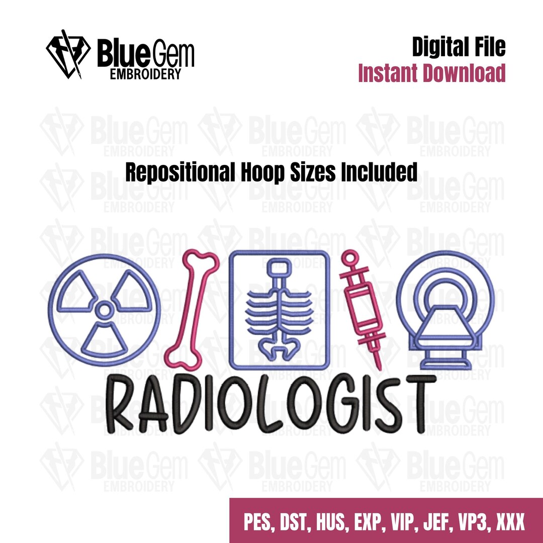 Radiologist Icons Embroidery Design: 7 Sizes, Split Sizes (instant ...