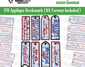 Juego de 8 diseños de marcapáginas para bordar en bastidor – Marcapáginas con apliques (Descarga instantánea)
