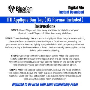Set of 7 In-The-Hoop Bag Tags Embroidery Design – Applique Luggage Charm (Instant Download)