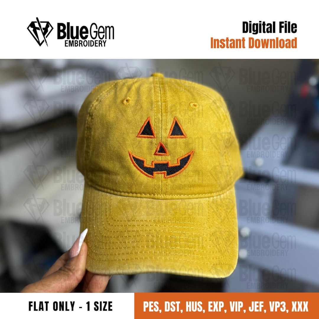 Jack O' Lantern Hat Embroidery Design: Halloween Design (instant ...