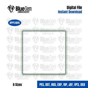 Lace Frame Square Applique Embroidery Design – Faux Lace, Zigzag Stitch, 6 Sizes (Instant Download)