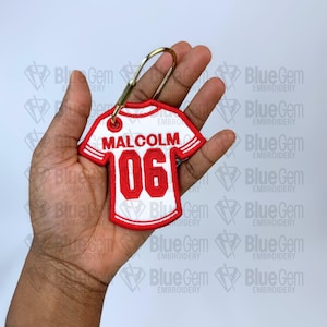 In-The-Hoop Jersey Bag Tag Embroidery Design – Sports Bag Tag, 4 Sizes, BX Format Included (Instant Download)