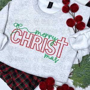 Merry Christmas Embroidery Design: Split Sizes Included (Instant Download)
