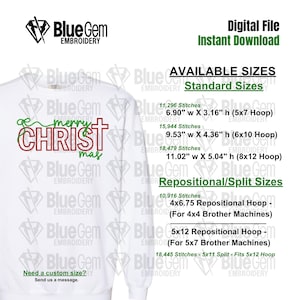 Merry Christmas Embroidery Design: Christ Mas Design - 5 Sizes - Split Sizes Included (Instant Download)