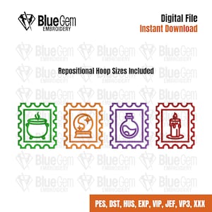 Halloween Embroidery Design - Halloween Icons Embroidery Design - Halloween Stamps - 5 Sizes - Instant Download - Split Sizes Included