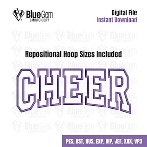Cheer Applique Embroidery Design: Arched Font, 5 Sizes (Digital Download)