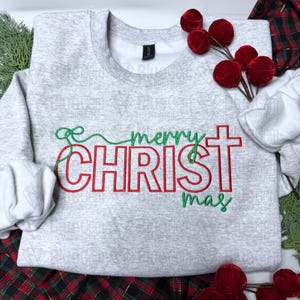 Merry Christmas Embroidery Design: Split Sizes Included (Instant Download)