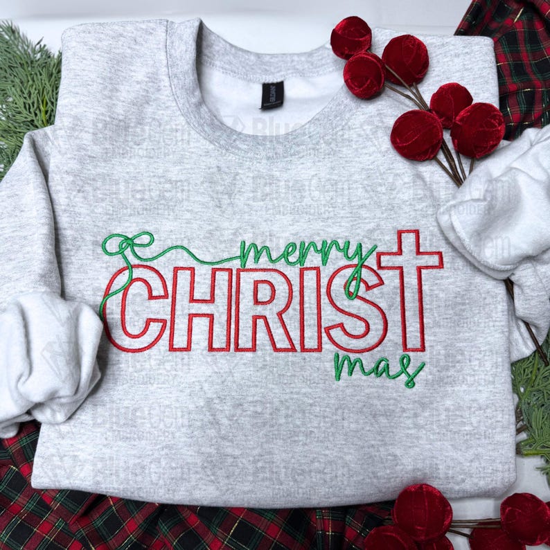 Merry Christmas Embroidery Design: Split Sizes Included (Instant Download)