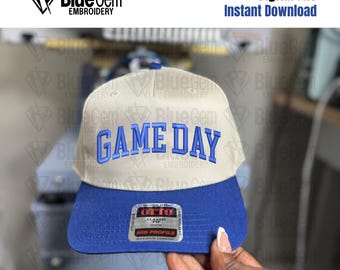 Game Day Football Hat Embroidery Design – 3D Puff (Instant Download)