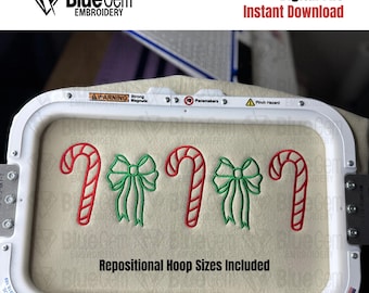 Candy Cane Embroidery Design: Bow Icons - 5 Sizes (Instant Download)