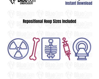 Radiologie Icons Stickdatei Set: 7 Größen (Instant Download)