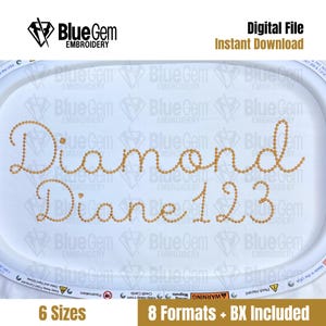 Diamond Diane Embroidery Font: Diamond Bean Stitch, 6 Sizes (BX Included) (Digital File)