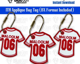 Diseño de bordado para etiqueta de bolsa de béisbol/softbol, 4 tamaños, formato BX incluido (descarga instantánea).